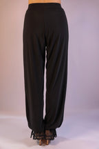 Lace-Trimmed Stretch Trousers - Midnight Black