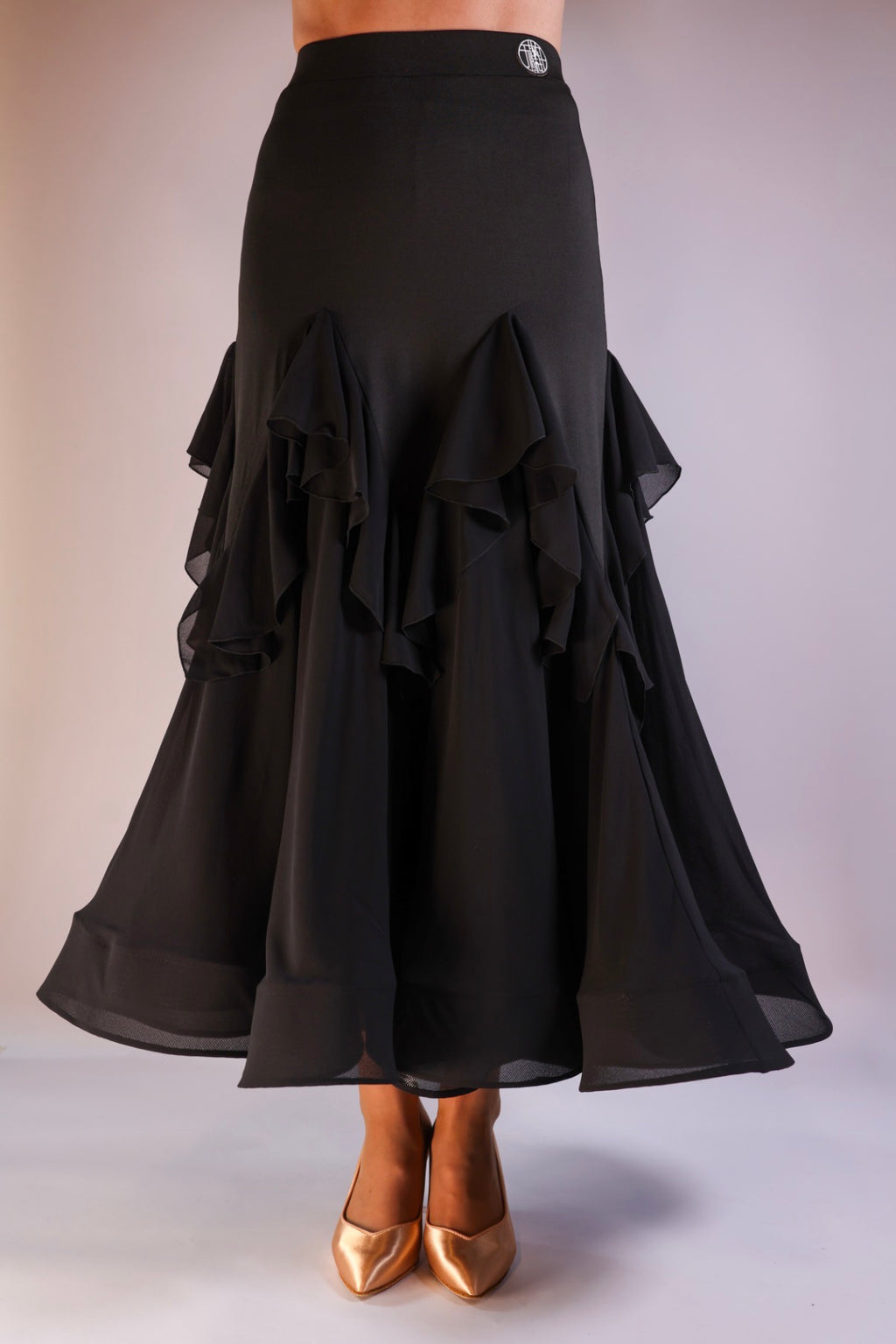 Voluminous Chiffon Ruffle Skirt - Midnight Black