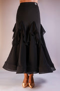 Voluminous Chiffon Ruffle Skirt - Midnight Black