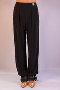 Lace-Trimmed Stretch Trousers - Midnight Black