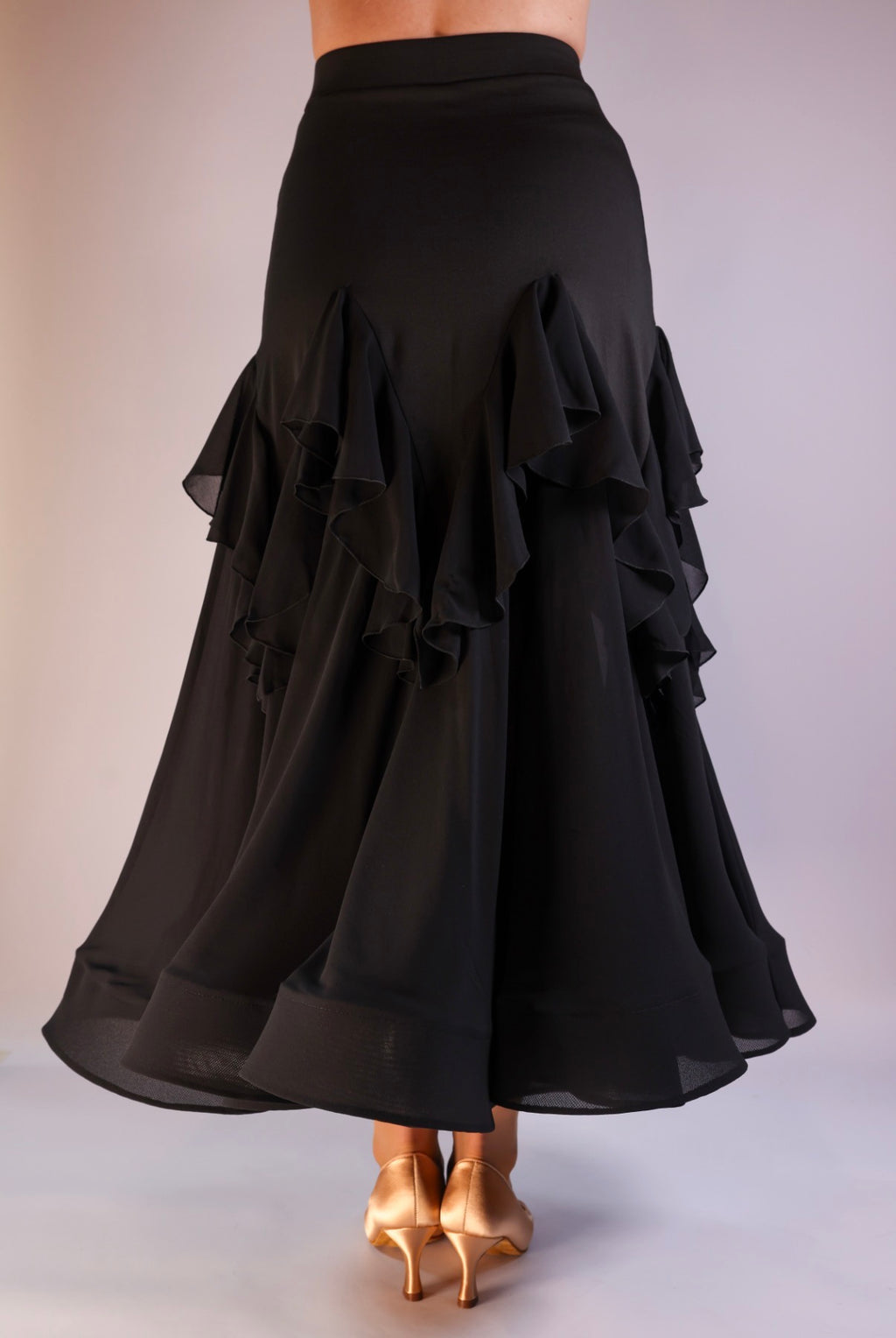 Voluminous Chiffon Ruffle Skirt - Midnight Black