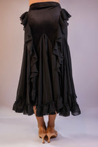 Velvet Ruffle Skirt - Midnight Black