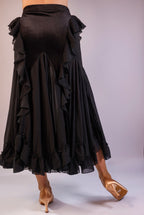 Velvet Ruffle Skirt - Midnight Black