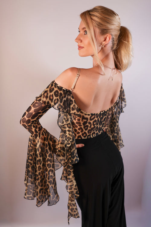 Cascading Ruffle Bodysuit - Leopard