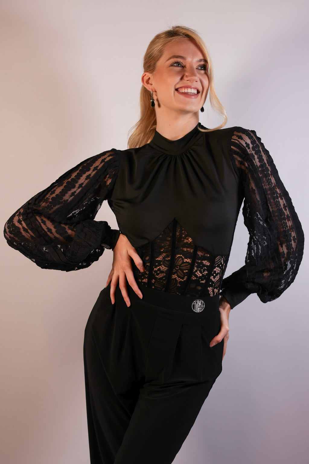 Lace Corset Bodysuit - Midnight Black