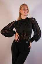 Lace Corset Bodysuit - Midnight Black