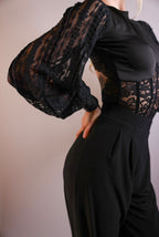 Lace Corset Bodysuit - Midnight Black