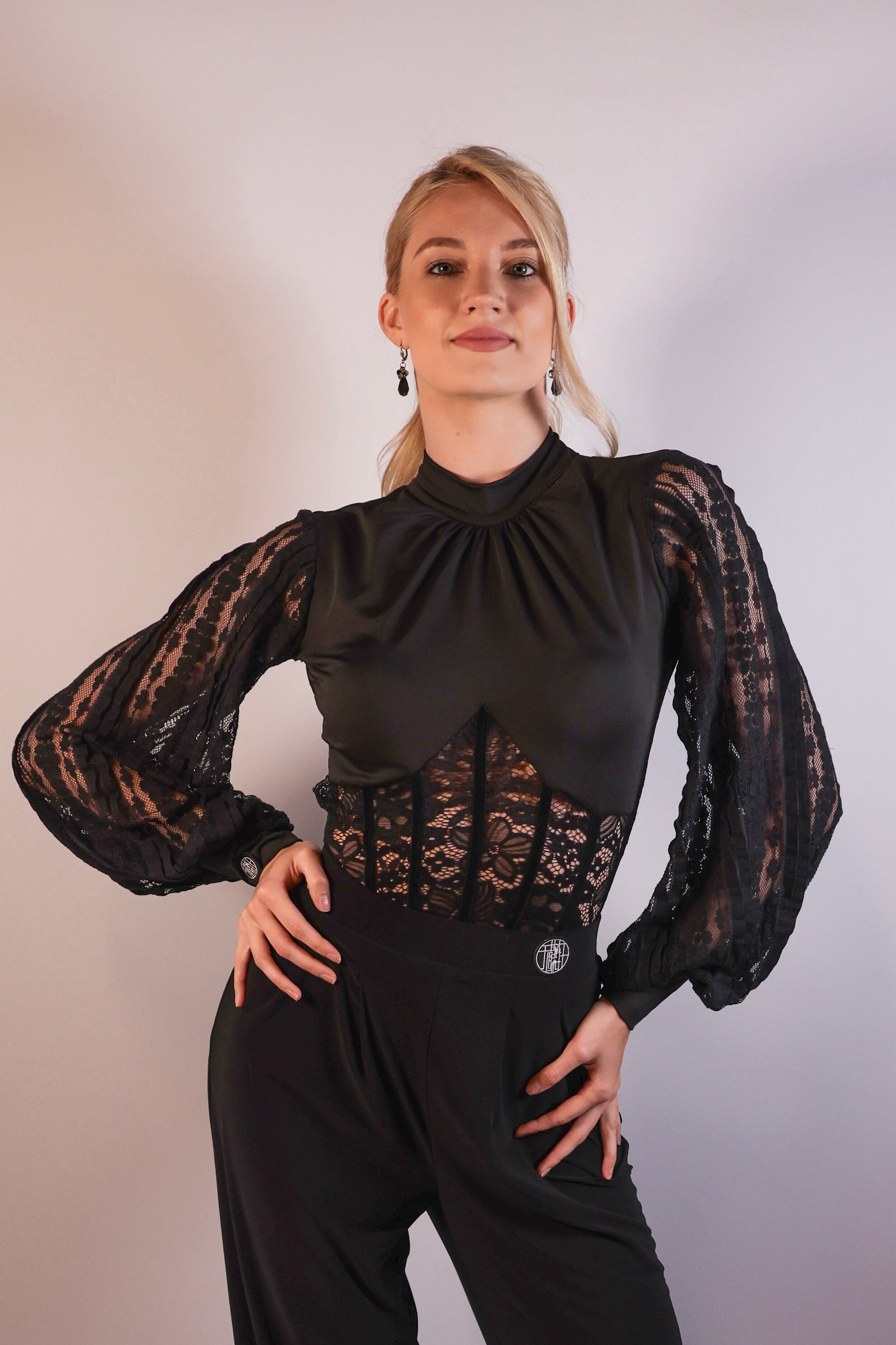 Lace Corset Bodysuit - Midnight Black